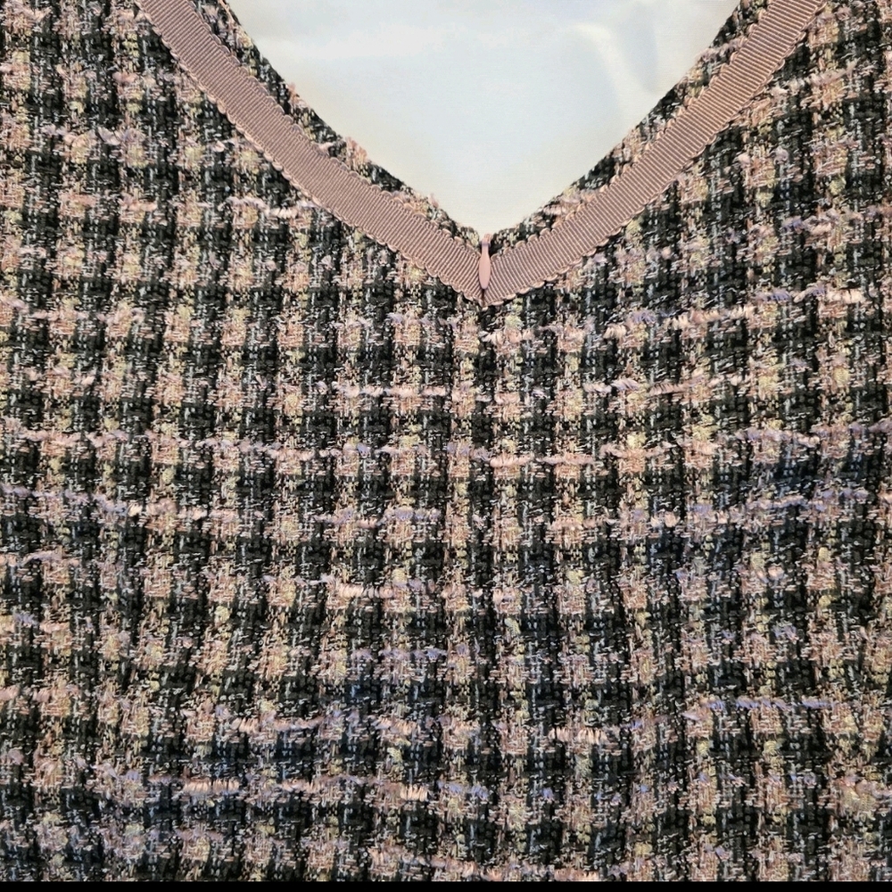 Talbots Tweed Sleeveless Sheath Dress Pink Womens 18W Plus Size Preppy Career - Picture 6 of 13
